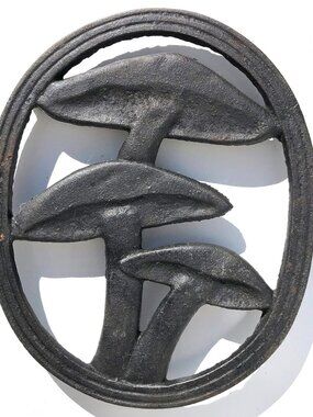 Mushroom Trivet Cast Iron Vintage Cottagecore Kitchen Decor Made in Taiwan 6"